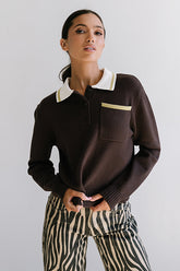 Justine Collared Sweater in Brown - FINAL SALE