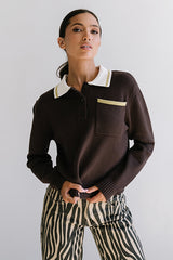 Justine Collared Sweater in Brown - FINAL SALE