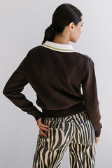 Justine Collared Sweater in Brown - FINAL SALE