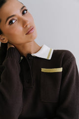 Justine Collared Sweater in Brown - FINAL SALE