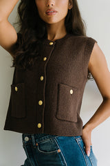 Brooks Knit Vest in Brown - FINAL SALE