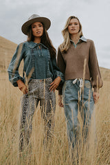 Mellanie Two Toned Baggy Jeans in Medium Wash - FINAL SALE