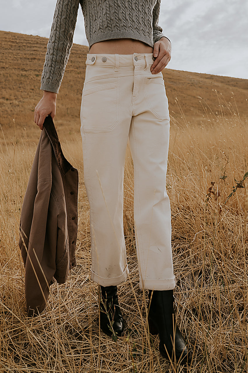 Amber Wide Leg Jeans in Cream - FINAL SALE