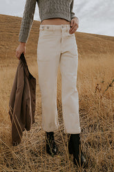 Amber Wide Leg Jeans in Cream - FINAL SALE
