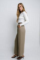 Salma Wide Leg Pants in Taupe - FINAL SALE