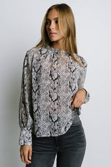 Camille Sheer Blouse in Snake - FINAL SALE