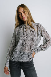 Camille Sheer Blouse in Snake - FINAL SALE