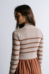 Zeda Midi Dress in Brown Stripe - FINAL SALE
