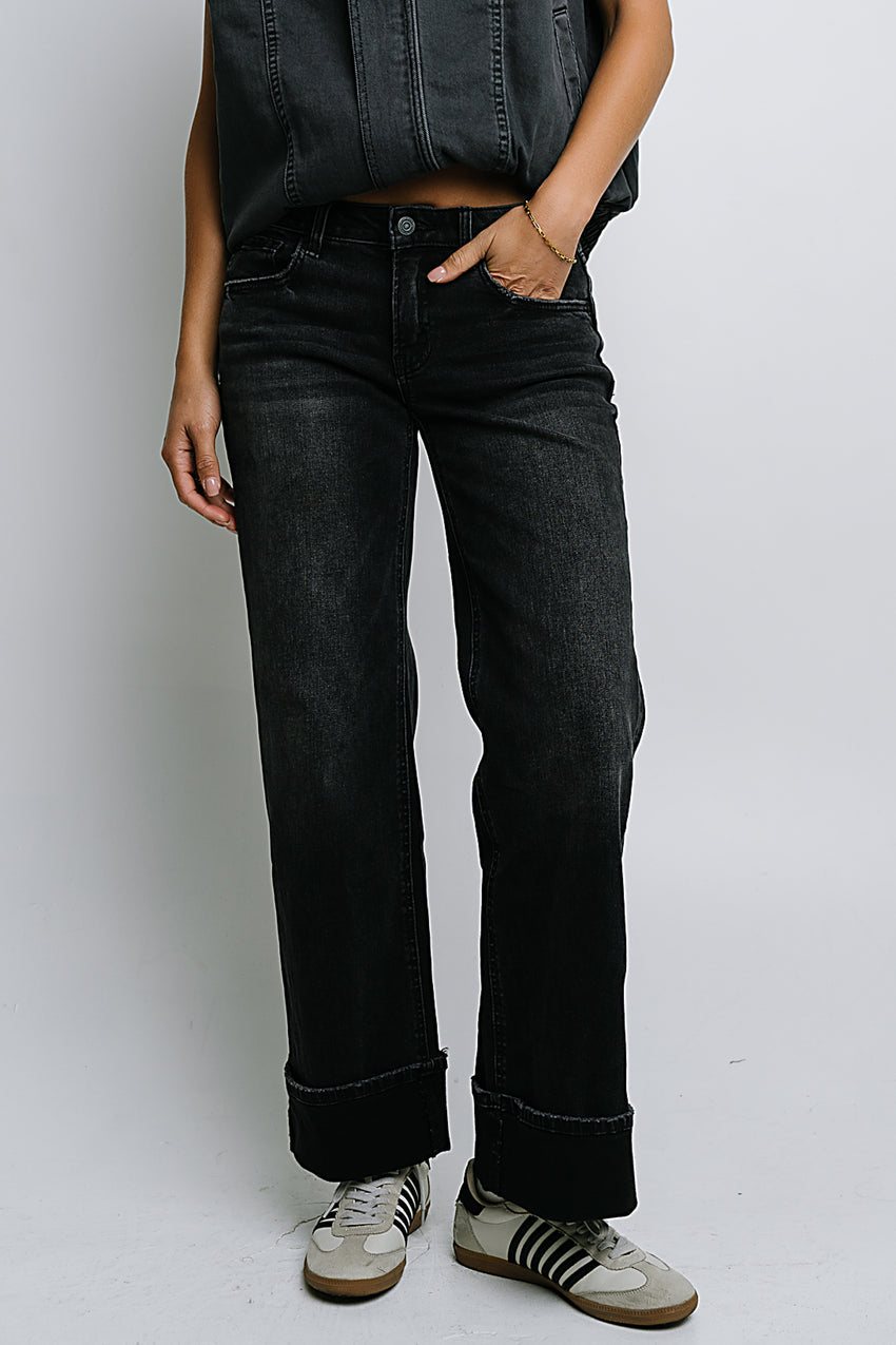 Marcia Cuffed Baggy Jeans in Faded Black - FINAL SALE