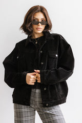 Sarah Corduroy Jacket in Black - FINAL SALE