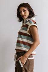 Niko Striped Top in Camel - FINAL SALE
