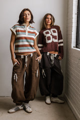 Niko Striped Top in Camel - FINAL SALE