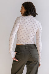 Winnie Floral Crinkle Top in Ivory - FINAL SALE