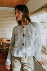 Holland Chunky Knit Cardigan in Blue - FINAL SALE