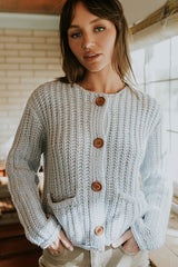 Holland Chunky Knit Cardigan in Blue - FINAL SALE