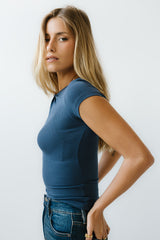 Leslie Cutout Top in Navy - FINAL SALE