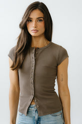 Vestia Button Up Tee in Army Green - FINAL SALE