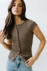 Vestia Button Up Tee in Army Green - FINAL SALE