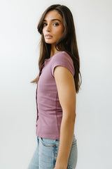 Vestia Button Up Tee in Mauve - FINAL SALE