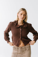 Maureen Collared Cardigan in Brown - FINAL SALE