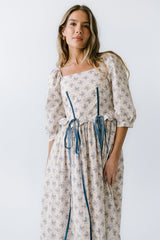 Gloria Floral Midi Dress in Ecru - FINAL SALE