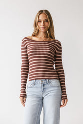 Petra Striped Sweater in Burgundy - FINAL SALE