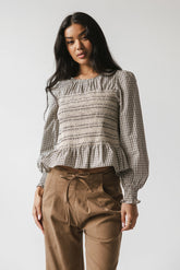 Kesley Smocked Blouse in Brown - FINAL SALE