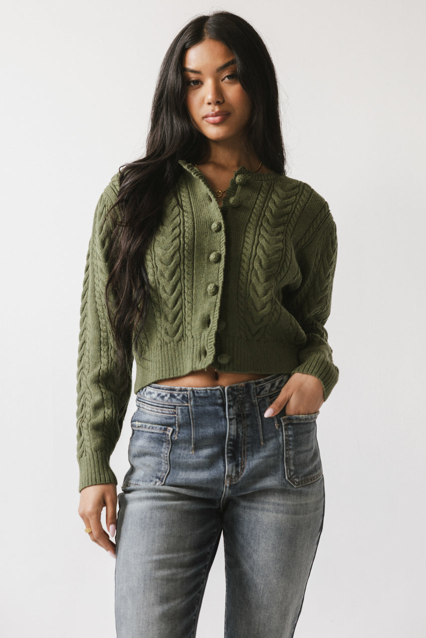 France Knit Cardigan in Olive - FINAL SALE