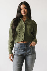 France Knit Cardigan in Olive - FINAL SALE