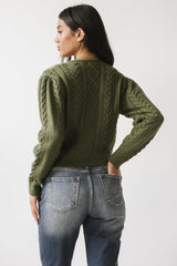 France Knit Cardigan in Olive - FINAL SALE