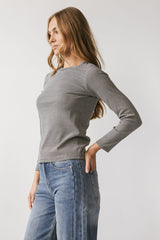 Makayla Shirt in Striped Charcoal - FINAL SALE