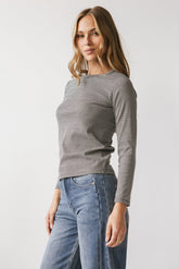Makayla Shirt in Striped Charcoal - FINAL SALE