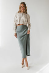 Tory Satin Maxi Skirt in Teal - FINAL SALE