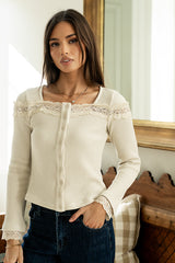 Kandice Waffle Knit Top in Natural - FINAL SALE
