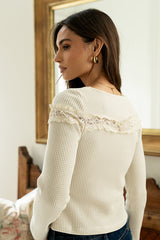 Kandice Waffle Knit Top in Natural - FINAL SALE