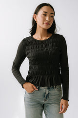 Harry Smocked Top in Black - FINAL SALE