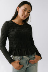 Harry Smocked Top in Black - FINAL SALE