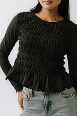 Harry Smocked Top in Black - FINAL SALE