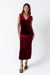 Kalani Velvet Maxi Dress in Burgundy - FINAL SALE