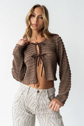 Jordy Textured Top in Brown - FINAL SALE
