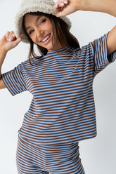 Jannet Striped Top in Blue - FINAL SALE
