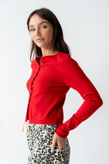 Maddy Button Up Cardigan in Red - FINAL SALE