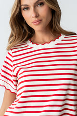 Walker Scalloped Top in Red - FINAL SALE