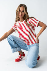 Walker Scalloped Top in Red - FINAL SALE