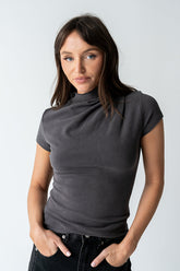 Marilyn Gathered Top in Grey