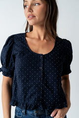 Jessie Polka Dot Blouse in Navy - FINAL SALE