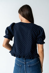 Jessie Polka Dot Blouse in Navy - FINAL SALE
