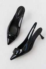Nena Slingback Heels in Black - FINAL SALE
