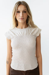 Josey Smocked Top in Ecru - FINAL SALE
