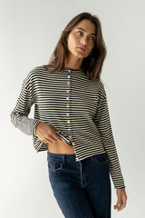Julianne Striped Cardigan in Black - FINAL SALE